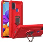 Voor Vivo Z6 koolstofvezel beschermhoes met 360 graden roterende ringhouder (rood)