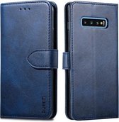 Voor Galaxy S10e GUSSIM zakelijke stijl horizontale flip lederen tas met houder & kaartsleuven en portemonnee (blauw)