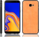 Voor Galaxy J4 Plus Schokbestendig Naaien Koe Patroon Huid PC + PU + TPU Case (Oranje)