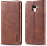 Voor Galaxy J6 Plus AZNS Retro Textuur Magnetische Horizontale Flip PU Leather Case met Houder & Kaartsleuven & Fotolijst (Bruin)