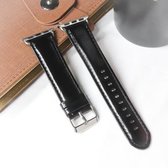 Voor Apple Watch 5 & 4 44mm / 3 & 2 & 1 42mm Ronde Staart Retro Crazy Horse Textuur Lederen Vervanging Band Horlogeband (Zwart)