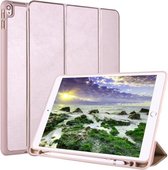 Voor iPad Pro 10.5 / Air3 10,5 inch horizontale flip tablet-pc PU lederen tas met drie-vouwbare houder en pennensleuf (roségoud)