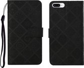 Etnische stijl reliëf patroon horizontale flip lederen tas met houder & kaartsleuven & portemonnee & lanyard voor iPhone 8 Plus / 7 Plus (zwart)