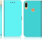 Voor Huawei Y6 (2019) Geïmiteerd Spiegeloppervlak Horizontale Flip Leren Case met Houder & Kaartsleuven & Portemonnee & Lanyard (Mintgroen)