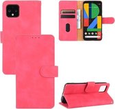 Voor Google Pixel 4 XL Effen Kleur Huidgevoel Magnetische Gesp Horizontale Flip Kalfsstructuur PU Lederen Case met Houder & Kaartsleuven & Portemonnee (Rose Rood)