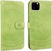 iPhone 11 Pro Max Pressed Printing Pattern Horizontale Flip PU lederen tas, met houder & kaartsleuven & portemonnee & & lanyard (groen)