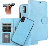 Voor iPhone XS / X KLT888-2 Retro 2 in 1 afneembare magnetische horizontale flip TPU + PU lederen tas met houder & kaartsleuven & fotolijst & portemonnee (hemelsblauw)