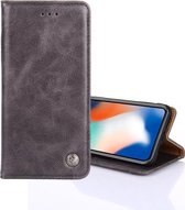 Voor iPhone XR niet-magnetische retro textuur horizontale flip lederen tas met houder & kaartsleuven & portemonnee (grijs)