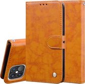 Zakelijke stijl olie wax textuur horizontale flip lederen tas met houder & kaartsleuven & portemonnee voor iPhone 12 Pro Max (geel)