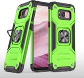 Voor Samsung Galaxy S8 + magnetisch pantser schokbestendig TPU + pc-hoesje met metalen ringhouder (groen)