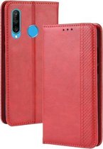 Magnetische gesp Retro Crazy Horse-textuur Horizontale lederen flip-hoes voor Huawei Honor 10i / 20i, met houder & kaartsleuven en fotolijst (rood)