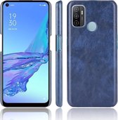 Voor OPPO A53 (2020) / A32 (2020) Schokbestendig Litchi Texture PC + PU-hoesje (blauw)