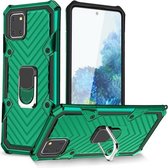 Voor Samsung Galaxy A81 Cool Armor PC + TPU schokbestendig hoesje met 360 graden rotatie ringhouder (donkergroen)