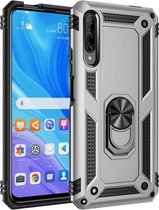 Voor Huawei Y9s schokbestendige TPU + pc-beschermhoes met 360 graden roterende houder (zilver)