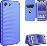 Voor Sony Xperia Ace Carbon Fiber Texture Magnetische Horizontale Flip TPU + PC + PU Leather Case met Card Slot (Blue)
