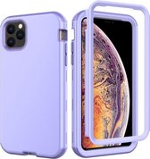 Voor iPhone 11 Pro 3 in 1 Leather Oil TPU + PC schokbestendig hoesje (lichtpaars)