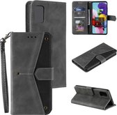 Voor Samsung Galaxy A72 5G / 4G Stiksels Kalfsstructuur Horizontale Flip Leren Case met Houder & Kaartsleuven & Portemonnee (Grijs)