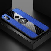 Voor Xiaomi Redmi Note 5 XINLI Stiksels Doek Textuur Schokbestendig TPU Beschermhoes met Ringhouder (Blauw)