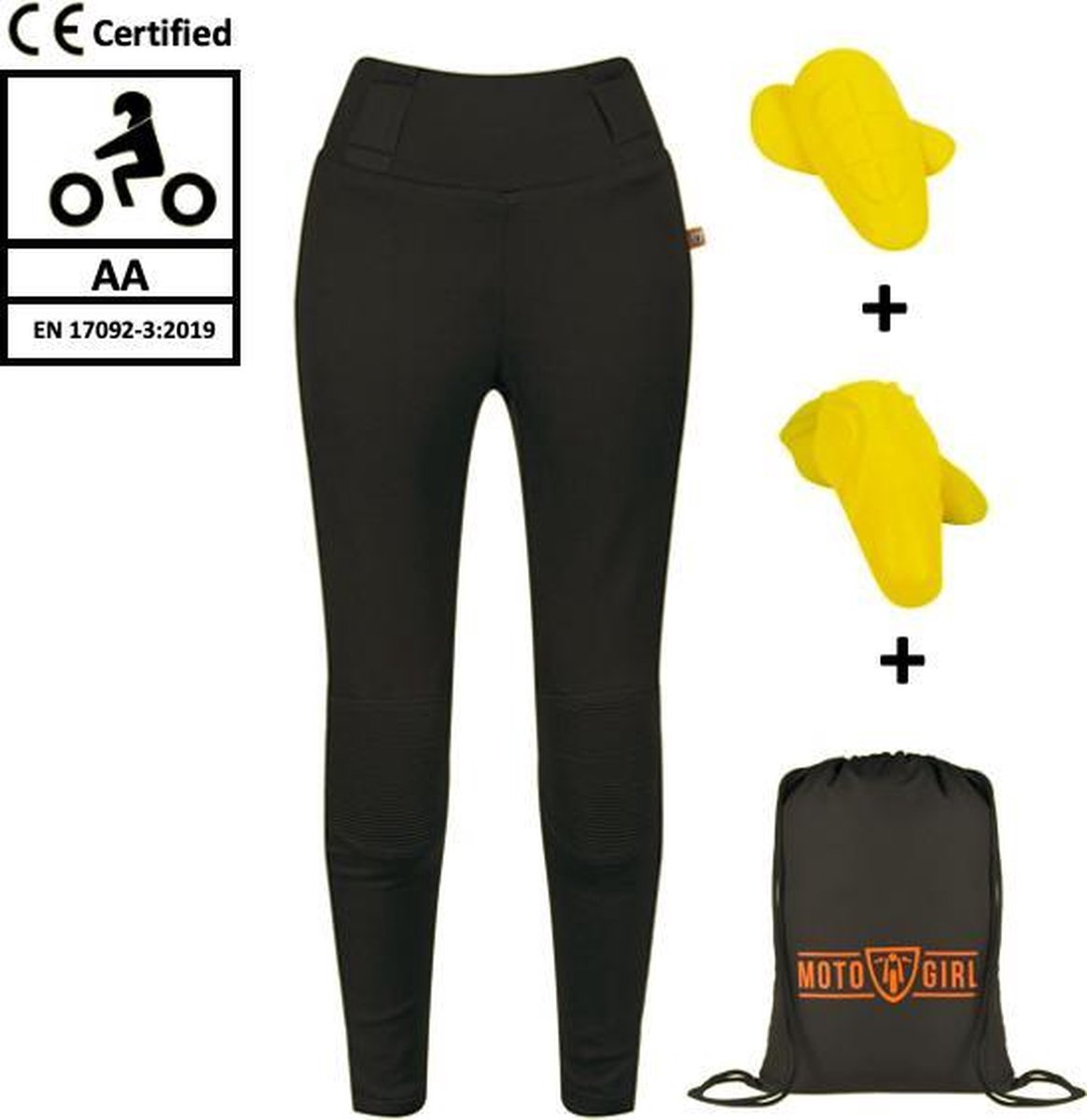 Motogirl Sherrie motorlegging AA-keur Level 2 dames motorbroek - zwart - Maat 36 Kort
