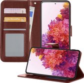 Hoesje Geschikt voor Samsung S20 FE Hoesje Book Case Hoes Wallet Cover - Hoes Geschikt voor Samsung Galaxy S20 FE Hoesje Bookcase Hoes - Bruin