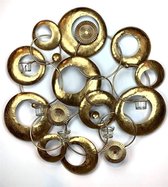 Wanddecoratie metaal 3D gouden ringen 82 cm
