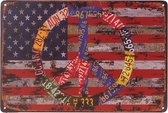Metalen plaatje - Amerikaanse vlag - Peace Sign