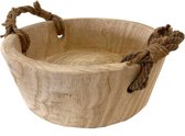 Bowl in hout met jute handgrepen - Ø 29 x 10 cm