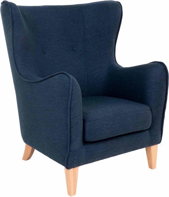 House Nordic Campo-stoel – Stoel in blauw met natuurlijke poten HN1003