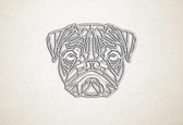 Line Art - Hond - Pug - S - 45x56cm - EssenhoutWit - geometrische wanddecoratie