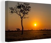 Canvas Schilderij Afrikaanse savanne tijdens zonsopkomst - 90x60 cm - Wanddecoratie