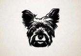 Wanddecoratie - Hond - Yorkie 1 - S - 46x45cm - Zwart - muurdecoratie - Line Art
