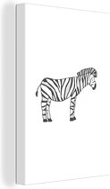Canvas Schilderij Zebra - Kinderen - Wit - Kids - Jongens - Meisjes - 40x60 cm - Wanddecoratie