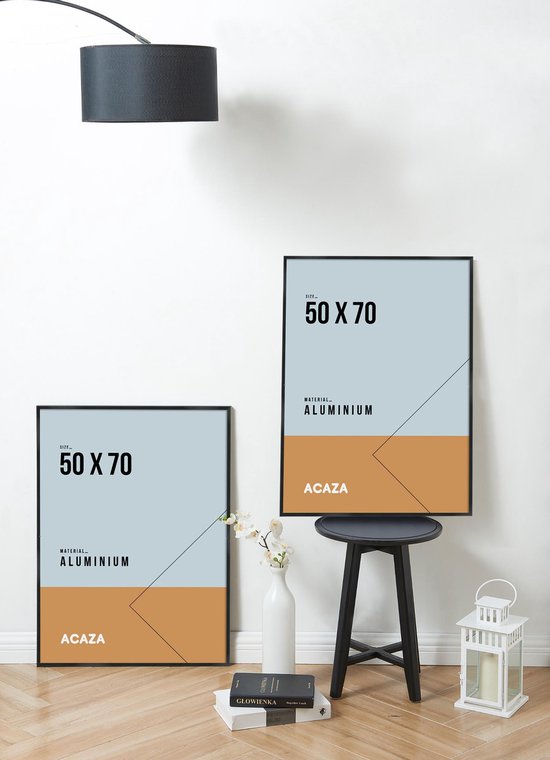 Solid Fotokader, Foto lijst met Formaat 50 cm x 70 cm, Aluminium, Plexiglas,  Zwarte Rand | bol.com