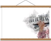 Schoolplaat – Tekening van Vervaagde Piano - 60x40cm Foto op Textielposter (Wanddecoratie op Schoolplaat)