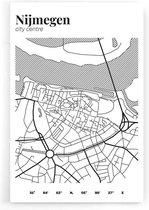 Walljar - Stadskaart Nijmegen Centrum III - Muurdecoratie - Poster met lijst