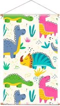 Textiel poster Dino print | kinderkamer | wanddecoratie dieren - 90x150cm