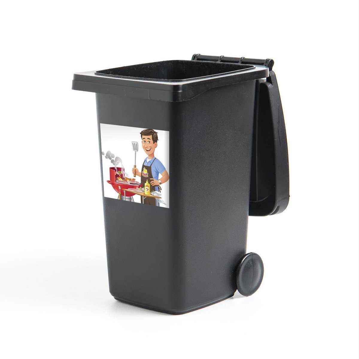 Container sticker Barbecue illustratie - Een illustratie van een man die het eten bakt op 