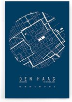 Walljar - Stadskaart Den Haag Centrum IV - Muurdecoratie - Poster met lijst