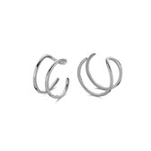 CO88 8CE-70398 Stalen Oorbel - Oorklem - Earcuff - Dames - 7 mm Breed - 10 mm Doorsnee - Zilverkleurig