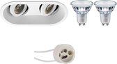 PHILIPS - LED Spot Set - MASTER 927 36D VLE - Primux Zano Pro - GU10 Fitting - DimTone Dimbaar - Inbouw Ovaal Dubbel - Mat Wit - 4.9W - Warm Wit 2200K-2700K - Kantelbaar - 185x93mm