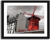 Foto in frame , Moulin Rouge  ,70x100cm , zwart wit rood, wanddecoratie
