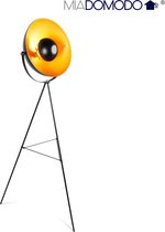 Miadomodo vloerlamp – vloerlamp woonkamer – industrieel – zwart – tripod – hoogte 163 cm – 60W – kantelbaar - E27