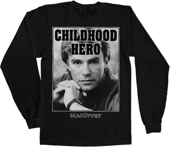 MacGyver Longsleeve shirt -L- Childhood Hero Zwart