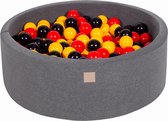 Ronde Ballenbak set incl 200 ballen 90x30cm - Donker Grijs: Geel, Rood, Zwart