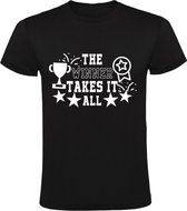 The winner takes it all Heren t-shirt | winaar | geslaagd | grappig | cadeau | Zwart