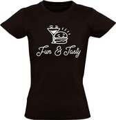 Fun & tasty Dames t-shirt | gezellig | eten | drinken | feesten | festival | grappig | cadeau | Zwart