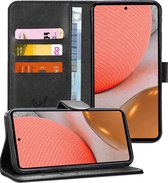 Samsung Galaxy A72 Hoesje - Book Case Leer Wallet Cover Portemonnee Pasjeshouder Hoes Zwart
