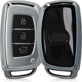 kwmobile autosleutel hoesje geschikt voor Hyundai Kia 3-knops autosleutel Keyless Go - autosleutel behuizing in hoogglans zilver