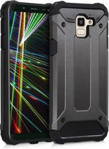 kwmobile hoesje voor Samsung Galaxy J6 - Hybride telefoonhoesje - Back cover in antraciet / zwart - Transformer design