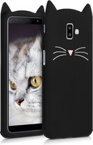 kwmobile hoesje voor Samsung Galaxy J6+ / J6 Plus DUOS - Backcover voor smartphone in zwart / wit - Kat design